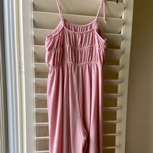 JUMPER Pink Size LARGE (10) spaghetti strap flair crop leg elastic waist ex cond - Picture 2 of 4
